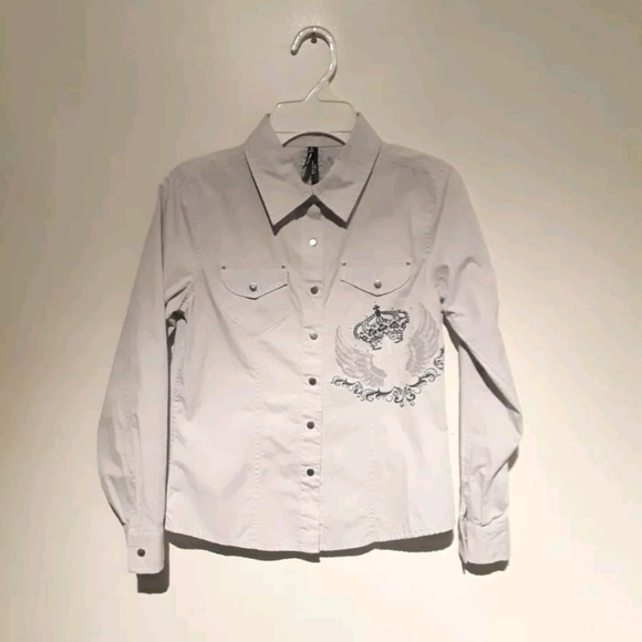 Star Ride Snap Button Shirt Girls Medium 10 - 12 - Picture 2 of 8